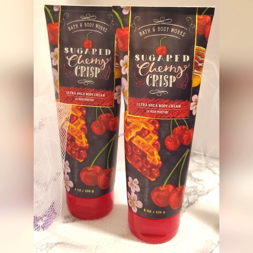 2 Bath and Body works SUGARED CHERRY CRISP Ultra Shea Body CREAM  lotion
